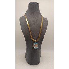 Tılsım Accesories Madalyon Gold Çelik Kolye 40CM
