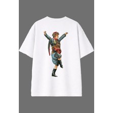 Vsrn Eski Gelenekler Tasarım Arka Baskılı Beyaz Oversize T Shirt