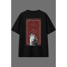 Vsrn Uluyan Kurt Tasarım Arka Baskılı Siyah Oversize T Shirt