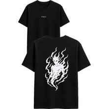 Vsrn Duman Adam Tasarım Baskılı Siyah Oversize T Shirt