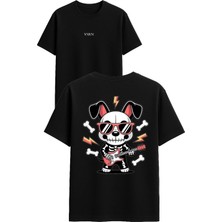Vsrn Rockçı Dog Tasarım Baskılı Siyah Oversize T Shirt