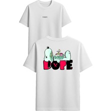 Vsrn Zombi Köpek Tasarım Baskılı Beyaz Oversize T Shirt