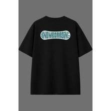 Vsrn Snowboarding Tasarım Arka Baskılı Siyah Oversize T Shirt