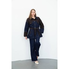 Butik Kadın Kuşaklı Denim Takım