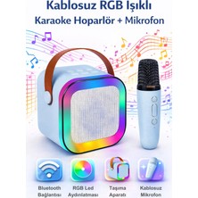 Omaze Mikrofonlu Karaoke Bluetooth Hoparlör Rgb LED Işıklı 5 Efektli Ses Bombası