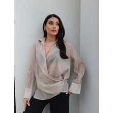Esra Helvacı Transparan Parlak Gömlek