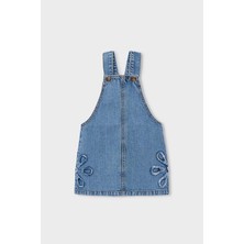 Mayoral Kız Çocuk Çiçek Nakışlı Denim Jile - Mavi