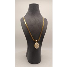 Tılsım Accesories Madalyon Gold Çelik Kolye 40CM