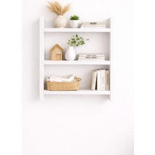 Mobilyacın 3'lü Duvar Rafı-Mutfak-Çok Amaçlı Raf-Beyaz 36X60X10
