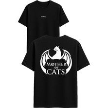 Vsrn Mother Of Cats Tasarım Baskılı Siyah Oversize T Shirt