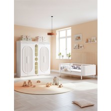 Setay Athena Çocuk Odası, Athena 4 Kapaklı Dolap ve Kitaplık, Perla Karyola - Beyaz