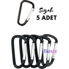 Tata Craft Siyah Yaylı Karabina 5 Adet Kanca Anahtarlık Çanta Aksesuarı