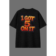 Vsrn I Got Tasarım Arka Baskılı Siyah Oversize T Shirt