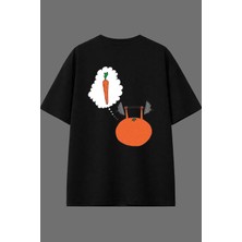 Vsrn Hayaller Gym Tasarım Arka Baskılı Siyah Oversize T Shirt
