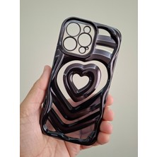 Epro iPhone 14 Pro Max 3 Boyutlu Kabartmalı Metalik Kalp Görünümlü Kamera Koruma Çerçeveli Kaliteli Kılıf