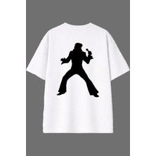 Vsrn Şarkıcı Tasarım Arka Baskılı Beyaz Oversize T Shirt