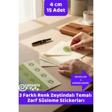 İstisna 1 Sayfa 15 Adet 4 cm Çapında Zarf Kapama ve Süsleme Için Zeytindalı Yuvarlak Etiket Sticker
