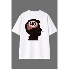 Vsrn Yes No Tasarım Arka Baskılı Beyaz Oversize T Shirt