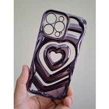 Epro iPhone 14 Pro Max 3 Boyutlu Kabartmalı Metalik Kalp Görünümlü Kamera Koruma Çerçeveli Kaliteli Kılıf