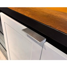 Höger Entegre Kulp L Kulp (Arkadan Vidalı)  Gri Krom Yarı Mat Eloksal Kaplama 9 cm