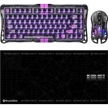 Gravastar V75 Lite Manyetik Kablolu Gaming Klavye, M2 Kablosuz Optik Mouse ve Mousepad Oyuncu Seti, Stealth Black