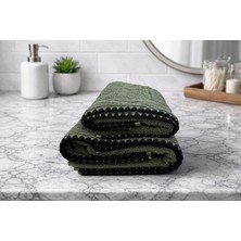 Türkühome Siyah Istiridye Dikişli %100 Pamuk Yumuşak Dokulu Yüksek Su Emici 2'li Banyo Havlu SETI|50X90-70X130