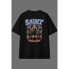 Vsrn One More Rep Tasarım Arka Baskılı Siyah Oversize T Shirt