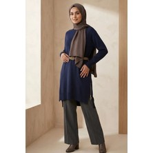 Gülseli Yan Fermuarlı Tesettür Triko Tunik P-00020925