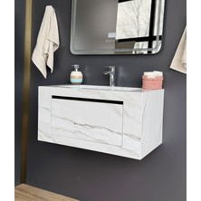 Akay Dizayn Porselen Banyo Lavabosu - Beyazgri K01