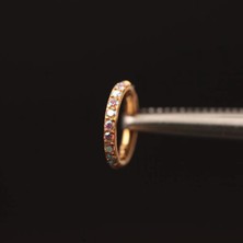 Aida Jewelss %100 Cerrahi Çelik Zirkon Cancanlı Su Taşı 6mm x 1.2mm Altın Kilitli Halka Piercing