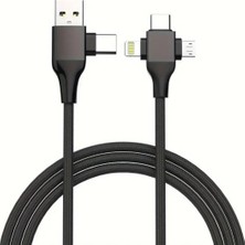 Alfais 6026 USB Type-C Lightning Micro 5 In 1 Çoklu Iphone Samsung Için Hızlı Şarj Kablosu 1m