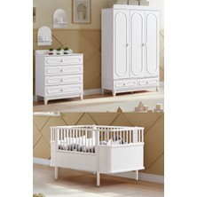 Setay Soft Çocuk Odası Takımı, Soft 3 Kapaklı Dolap, Şifonyer, Yıldız Büyüyen Beşik - Beyaz