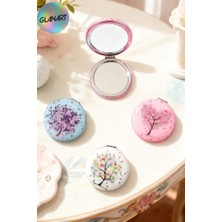 Glanart Hediyelik Lüks Yuvarlak  Cep Kozmetik Makyaj Aynası Sakura Ağacı Temalı 1 Adet