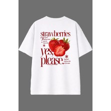 Vsrn Yes Please Tasarım Arka Baskılı Beyaz Oversize T Shirt