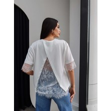 Esra Helvacı Sırt Dantel Detay Tshirt