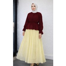 Cng Moda Tesettür Beli Büzgülü Poplin Gömlek