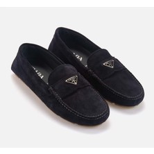 Prada Erkek Hakiki Deri Mavi Loafer