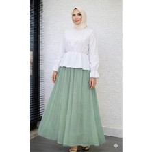 Cng Moda Tesettür Beli Büzgülü Poplin Gömlek