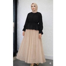 Cng Moda Tesettür Beli Büzgülü Poplin Gömlek
