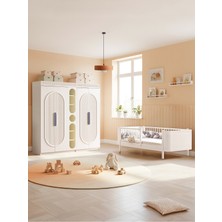 Setay Athena Çocuk Odası, Athena 4 Kapaklı Dolap ve Kitaplık, Perla Karyola - Gri