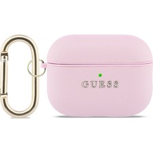 Airpods Pro 3 Uyumlu Kılıf Guess Orjinal Lisanslı Anahtarlıklı Pu Deri Pembe