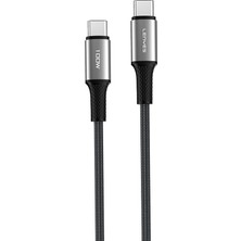 Lenyes LC561 Type-C To Type-C Pd Örgü Tasarımlı Hızlı Şarj Özellikli Data Şarj Kablosu 100W 1m Siyah