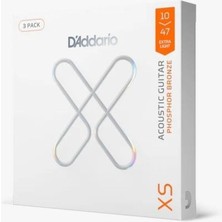 D'Addario Daddario XSAPB1047-3P Akustik Gitar Tel Seti, 3 Lü Paket, Pb X-Light