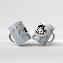 Baskılı Kupa Bardak Cadılar Bayramı Beyaz Bal Kabak