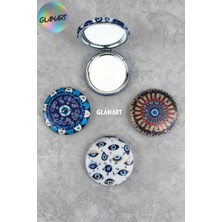 Glanart Hediyelik Lüks Yuvarlak  Cep Kozmetik Makyaj Aynası Nazar Boncuğu Temalı 1 Adet