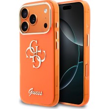 iPhone 17 Pro Max Uyumlu Kılıf Guess Lisanslı Yazı ve 4g Büyük Metal Logolu Tpu Kapak Turuncu
