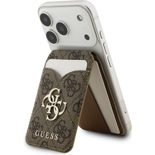 Guess Orjinal Lisanslı Aynalı Magnetik Kartlık Metal Büyük 4g Logolu ve Standlı Kahverengi