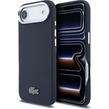 iPhone 17 Air Kılıf Lacoste Lisanslı M-Safe Uyumlu Pvc Pike Desenli Ikonik Timsah Logolu Lacivert