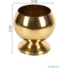 Yapay Çiçek Sitesi Metal Dekoratif Küre Saksı 15 cm Altın