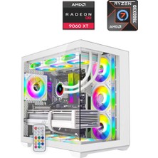 Apphirex Prime W97 Ryzen 7 7800X3D 16GB Ddr5 Ram 1tb M2 SSD RX9060XT 16GB 240MM Sıvı Soğutmalı Beyaz Masaüstü Oyuncu Bilgisayarı
